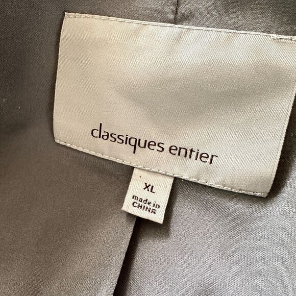 Classiques Entier Blazer Women XL Gray 3/4 Slv Cropped Trench CE Nordstrom - Picture 3 of 8